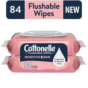 Cottonelle Fragrance Free Flushable Wet Wipes, 2 Flip-Top Packs Cottonelle Fragrance Free Flushable Wet Wipes, 2 Flip-Top Packs