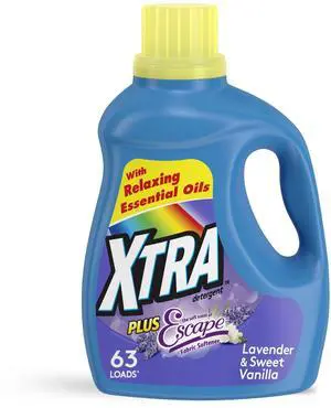 Xtra Plus Scent of Escape, Lavender & Sweet Vanilla, 63 Loads Liquid Laundry Detergent, 97.7 fl oz Xtra Plus Scent of Escape, Lavender & Sweet Vanilla, 63 Loads Liquid Laundry Detergent, 97.7 fl oz
