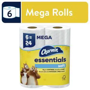 Charmin Essentials Soft Toilet Paper 6 Mega Rolls, 330 Sheets Per Roll Charmin Essentials Soft Toilet Paper 6 Mega Rolls, 330 Sheets Per Roll
