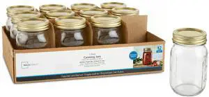 Mainstays 16 oz Mason Jars, Regular Mouth Pint Canning Jars with Lids and Rings, 12-Pack Glass Jars for Home Canning and Meal Prep Mainstays 16 oz Mason Jars, Regular Mouth Pint Canning Jars with Lids and Rings, 12-Pack Glass Jars for Home Canning and Meal Prep