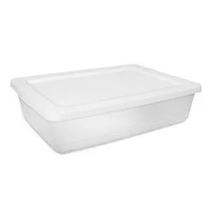 Sterilite 28 Quart Small Storage Bin, Clear Plastic Storage Container with Snap-On Lid, White Sterilite 28 Quart Small Storage Bin, Clear Plastic Storage Container with Snap-On Lid, White