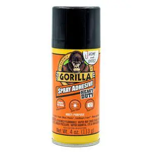 Gorilla Heavy Duty, Clear Spray Adhesive, 4 Ounce Can Gorilla Heavy Duty, Clear Spray Adhesive, 4 Ounce Can