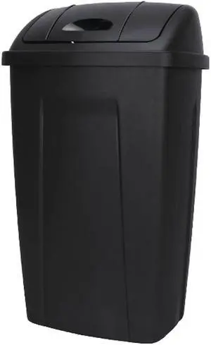 Mainstays Kitchen Trash Can, 13 Gallon Plastic Garbage Bin with Swing Top Lid, Black Mainstays Kitchen Trash Can, 13 Gallon Plastic Garbage Bin with Swing Top Lid, Black