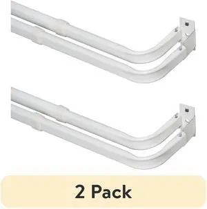 (2 pack) Mainstays 2-3" Basic Metal Wrap Around Adjustable Double Curtain Rod, 28-48" Adjustable Length, White Finish (2 pack) Mainstays 2-3" Basic Metal Wrap Around Adjustable Double Curtain Rod, 28-48" Adjustable Length, White Finish