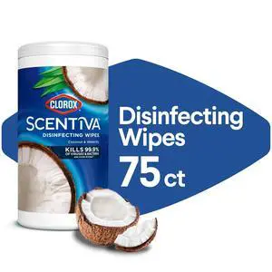 Clorox Scentiva Bleach-Free Cleaning Wipes, Coconut and Waterlily, 75 Count Clorox Scentiva Bleach-Free Cleaning Wipes, Coconut and Waterlily, 75 Count