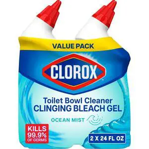 Clorox Toilet Bowl Cleaner Clinging Bleach Gel, Ocean Mist, 24 fl oz, 2 Pack Clorox Toilet Bowl Cleaner Clinging Bleach Gel, Ocean Mist, 24 fl oz, 2 Pack