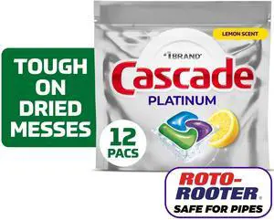 Cascade Platinum Dishwasher Pods, Dishwasher Detergent, Dish Detergent Soap, Lemon, 12 Count Cascade Platinum Dishwasher Pods, Dishwasher Detergent, Dish Detergent Soap, Lemon, 12 Count
