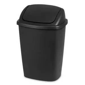 Sterilite Kitchen Trash Can, 7.5 Gallon Plastic Garbage Bin with Swing Top Lid, Black Sterilite Kitchen Trash Can, 7.5 Gallon Plastic Garbage Bin with Swing Top Lid, Black