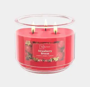 Mainstays 3-Wick Scented Glass Jar Candle, Strawberry Breeze, 11.5 oz Mainstays 3-Wick Scented Glass Jar Candle, Strawberry Breeze, 11.5 oz