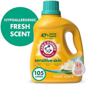 ARM & HAMMER Sensitive Skin Plus Fresh Scent Liquid Laundry Detergent 105 fl oz, 105 Loads ARM & HAMMER Sensitive Skin Plus Fresh Scent Liquid Laundry Detergent 105 fl oz, 105 Loads