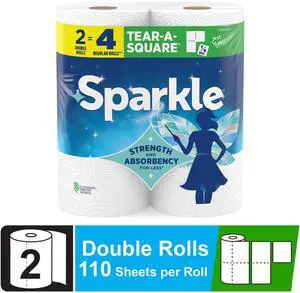 Sparkle Tear-A-Square Paper Towels, 2 Double Rolls, 110 Sheets per Roll Sparkle Tear-A-Square Paper Towels, 2 Double Rolls, 110 Sheets per Roll