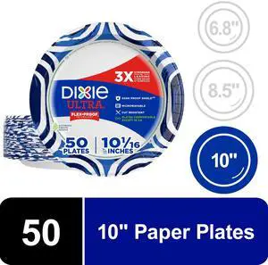 Dixie Ultra Disposable Paper Plates, 10", Multi-Color, 50 Count Dixie Ultra Disposable Paper Plates, 10", Multi-Color, 50 Count