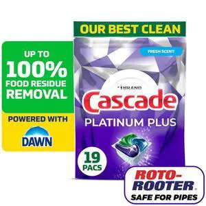 Cascade Platinum Plus Dishwasher Pods, Dishwasher Detergent, Dish Detergent Soap, Fresh, 19 Count Cascade Platinum Plus Dishwasher Pods, Dishwasher Detergent, Dish Detergent Soap, Fresh, 19 Count