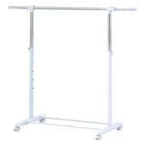 Mainstays Adjustable Metal Rolling Garment Clothes Rack, Chrome & White Mainstays Adjustable Metal Rolling Garment Clothes Rack, Chrome & White