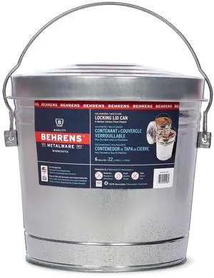 BEHRENS Galvanized Steel Locking Lid Storage Can, 6-Gallon BEHRENS Galvanized Steel Locking Lid Storage Can, 6-Gallon