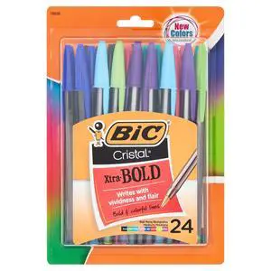 BIC Cristal Bold Ballpoint Pens, 1.6mm, Assorted Colors, 24 Count BIC Cristal Bold Ballpoint Pens, 1.6mm, Assorted Colors, 24 Count