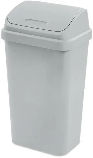 Sterilite Kitchen Trash Can, 13 Gallon Plastic Garbage Bin with Swing Top Lid, Light Gray Sterilite Kitchen Trash Can, 13 Gallon Plastic Garbage Bin with Swing Top Lid, Light Gray