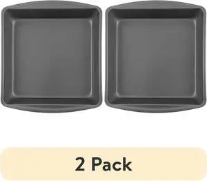 (2 pack) Mainstays 9" x 9" x 2" Nonstick Square Cake Pan, Gray (2 pack) Mainstays 9" x 9" x 2" Nonstick Square Cake Pan, Gray