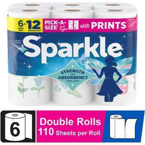 Sparkle Pick-A-Size Paper Towels, Multi-Color, 6 Double Rolls, 110 Sheets per Roll Sparkle Pick-A-Size Paper Towels, Multi-Color, 6 Double Rolls, 110 Sheets per Roll