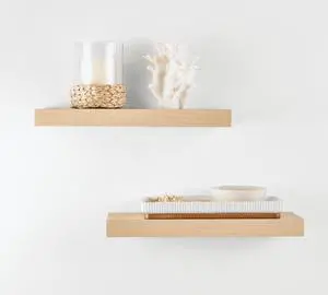 Mainstays Natural 16.5" Wood Floating Shelves, Set of 2 Mainstays Natural 16.5" Wood Floating Shelves, Set of 2
