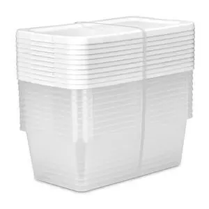 Sterilite Set of (10) 6 Quart Small Storage Bins, Clear Plastic Storage Containers with Snap-on Lids, White Sterilite Set of (10) 6 Quart Small Storage Bins, Clear Plastic Storage Containers with Snap-on Lids, White