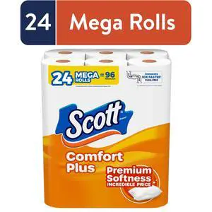 Scott ComfortPlus Toilet Paper, 24 Mega Rolls Scott ComfortPlus Toilet Paper, 24 Mega Rolls