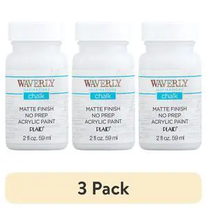(3 pack) Waverly Inspirations Chalk Paint, Ultra Matte, White, 2 fl oz (3 pack) Waverly Inspirations Chalk Paint, Ultra Matte, White, 2 fl oz