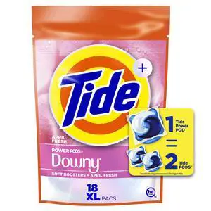 Tide Power PODS with Downy Soft Boosters Laundry Detergent Pacs, April Fresh Scent, 18 Count Tide Power PODS with Downy Soft Boosters Laundry Detergent Pacs, April Fresh Scent, 18 Count