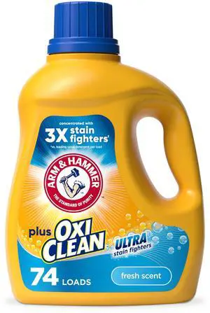ARM & HAMMER Plus OxiClean Ultra Stain Fighters Liquid Detergent, Fresh Scent, 96.2 Fl Oz ARM & HAMMER Plus OxiClean Ultra Stain Fighters Liquid Detergent, Fresh Scent, 96.2 Fl Oz