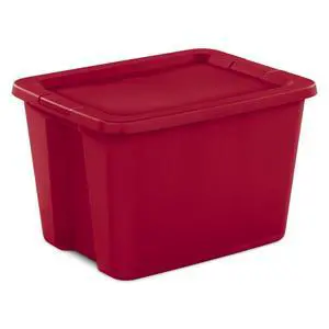 Sterilite 18 Gallon Tote, Plastic Christmas Storage Bin with Snap-on Lid, Ideal for Holiday Linens, Décor, Keepsakes and More, Red Sterilite 18 Gallon Tote, Plastic Christmas Storage Bin with Snap-on Lid, Ideal for Holiday Linens, Décor, Keepsakes and More, Red