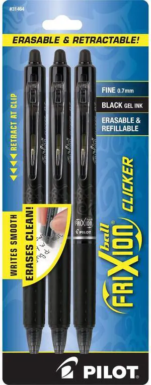 Pilot Frixion Clicker Erasable Gel Pens, Fine Point, Black Ink, 3 Count Pilot Frixion Clicker Erasable Gel Pens, Fine Point, Black Ink, 3 Count