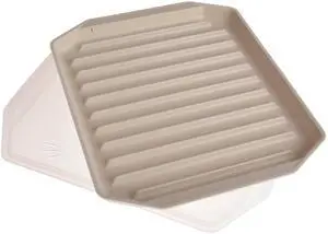 Nordic Ware Microwave Safe Covered Plastic Bacon Rack with Lid, White, 2 Pieces Nordic Ware Microwave Safe Covered Plastic Bacon Rack with Lid, White, 2 Pieces