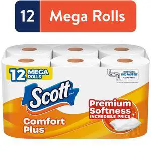Scott ComfortPlus Toilet Paper, 12 Mega Rolls Scott ComfortPlus Toilet Paper, 12 Mega Rolls