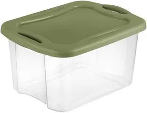 Sterilite EZ Carry 40 Quart Medium Storage Bin, Clear Plastic Storage Container with Full-Grip Handles, Green Sterilite EZ Carry 40 Quart Medium Storage Bin, Clear Plastic Storage Container with Full-Grip Handles, Green