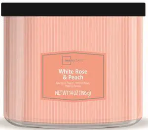 Mainstays White Rose and Peach 3-Wick Textured Wrap Candle, 14 oz Mainstays White Rose and Peach 3-Wick Textured Wrap Candle, 14 oz