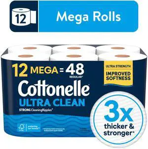 Cottonelle Ultra Clean Toilet Paper, 12 Mega Rolls Cottonelle Ultra Clean Toilet Paper, 12 Mega Rolls