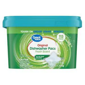 Great Value Original Dishwasher Pacs, Fresh Scent, 115 Count Great Value Original Dishwasher Pacs, Fresh Scent, 115 Count