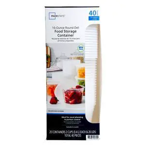 Mainstays Plastic Deli Containers, 40 Pieces, 16 oz, Meal Prep and Batch Cooking Mainstays Plastic Deli Containers, 40 Pieces, 16 oz, Meal Prep and Batch Cooking