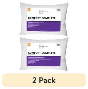 (2 pack) Mainstays Comfort Complete Bed Pillow, Standard/Queen, White- All Positions Antimicrobial (2 pack) Mainstays Comfort Complete Bed Pillow, Standard/Queen, White- All Positions Antimicrobial