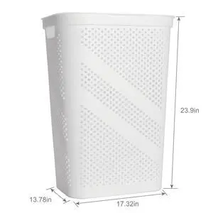 Mainstays Plastic Rectangular Hinged-Lid Laundry Hamper, White, Adult Mainstays Plastic Rectangular Hinged-Lid Laundry Hamper, White, Adult