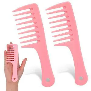 Mini Wide Tooth and Travel-Size Detangling Combs - 2 Pcs Portable Plastic Combs for Styling Curly, Long, Wet Hair Mini Wide Tooth and Travel-Size Detangling Combs - 2 Pcs Portable Plastic Combs for Styling Curly, Long, Wet Hair