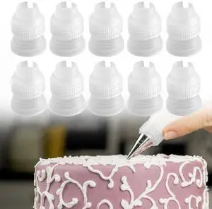 10 Pack Piping Bag Couplers for Icing Nozzles, Small Couplers for Piping Bags, Transparent 10 Pack Piping Bag Couplers for Icing Nozzles, Small Couplers for Piping Bags, Transparent