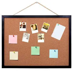 Black Cork Board Bulletin Board, 14.6"X 11" Cork Board, Oak Wood Finish Frame, Wall Mounted Cork Board for Office Home and School(Pins, Eye Bolts, gaskets, Screws) Black Cork Board Bulletin Board, 14.6"X 11" Cork Board, Oak Wood Finish Frame, Wall Mounted Cork Board for Office Home and School(Pins, Eye Bolts, gaskets, Screws)