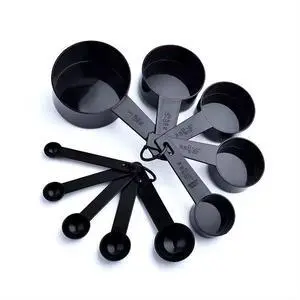 Ovenza Measuring Cups and Spoons Set, 10 Piece BPA-Free Plastic Kitchen Measuring Set, 5 Cups & 5 Spoons, Dishwasher Safe, Nesting Design for Baking and Cooking Black Ovenza Measuring Cups and Spoons Set, 10 Piece BPA-Free Plastic Kitchen Measuring Set, 5 Cups & 5 Spoons, Dishwasher Safe, Nesting Design for Baking and Cooking Black
