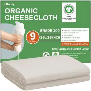 Organic Cheese Cloths, GOTS Certified, 36x36Inch, Reusable Cheese Cloth Organic Cheese Cloths, GOTS Certified, 36x36Inch, Reusable Cheese Cloth