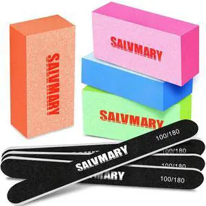 SALVMARY 100/180 Grit Nail File and 80/100 Grit Nail Buffer Block Set 8 Pcs SALVMARY 100/180 Grit Nail File and 80/100 Grit Nail Buffer Block Set 8 Pcs