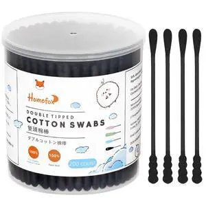 Black Cotton Swabs Spiral - 200 Count Organic Cotton Buds Gothic Bathroom Tightly Wrapped Charcoal Cotton Tips Paper Stick Soft Gentle Cruelty-Free Lint-Free, Round & Spiral (Black) Black Cotton Swabs Spiral - 200 Count Organic Cotton Buds Gothic Bathroom Tightly Wrapped Charcoal Cotton Tips Paper Stick Soft Gentle Cruelty-Free Lint-Free, Round & Spiral (Black)
