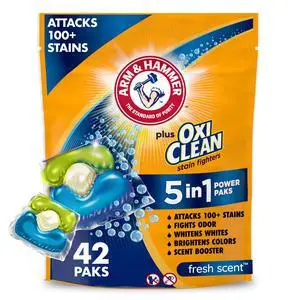 ARM & HAMMER Plus OxiClean 5-in-1 Laundry Detergent Power Paks, 42 Count ARM & HAMMER Plus OxiClean 5-in-1 Laundry Detergent Power Paks, 42 Count
