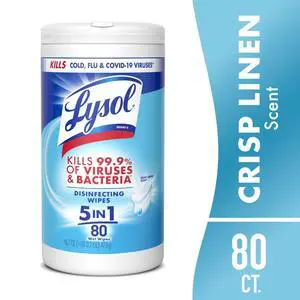 Lysol Disinfecting Wipes, All Purpose Cleaner, Multi Surface Antibacterial Cleaning Wipes, Cleaning Supplies, Crisp Linen Scent, 80 Count Lysol Disinfecting Wipes, All Purpose Cleaner, Multi Surface Antibacterial Cleaning Wipes, Cleaning Supplies, Crisp Linen Scent, 80 Count