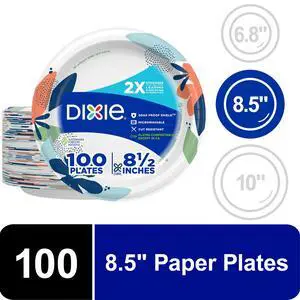 Dixie Everyday Paper Lunch Plates, 8.5", 100 Count Dixie Everyday Paper Lunch Plates, 8.5", 100 Count